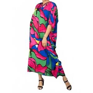 NEW KARA CHIC maxi kaftan dress in pink multi